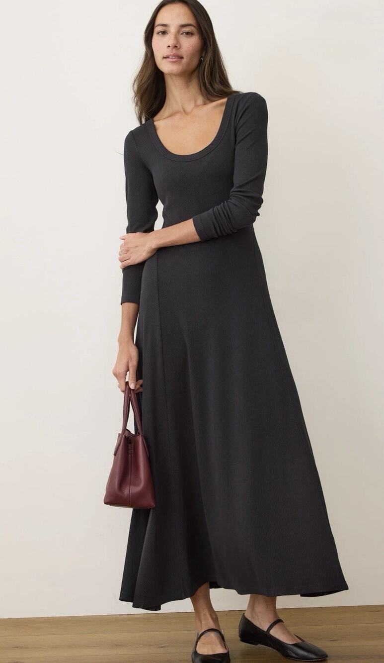 Marine Layer Lexi Rib Dress - XL Black Minimalist Balletcore Caroline Besette